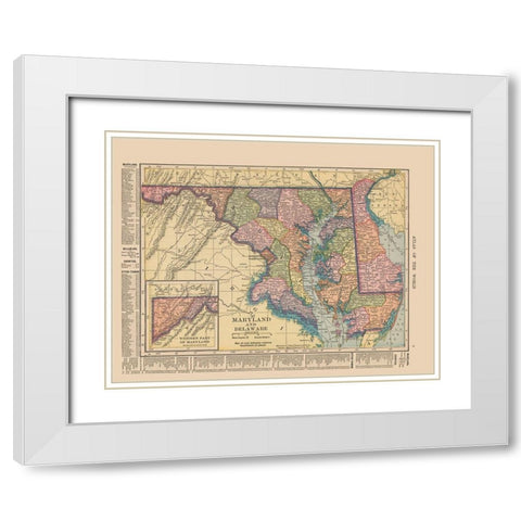 Maryland, Delaware - Hammond 1910 White Modern Wood Framed Art Print with Double Matting by Hammond
