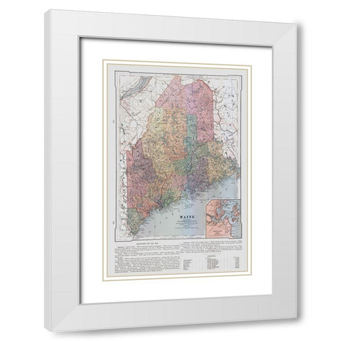 Maine - United States - Monteith 1882 White Modern Wood Framed Art Print with Double Matting by Monteith