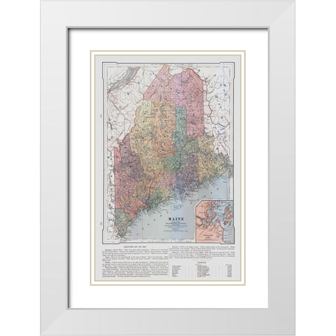 Maine - United States - Monteith 1882 White Modern Wood Framed Art Print with Double Matting by Monteith