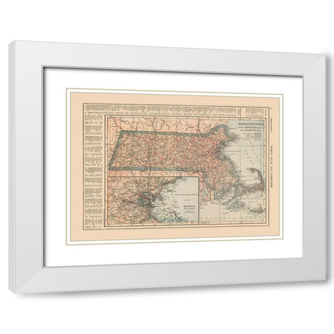Massachusetts - Reynold 1921 White Modern Wood Framed Art Print with Double Matting by Reynold