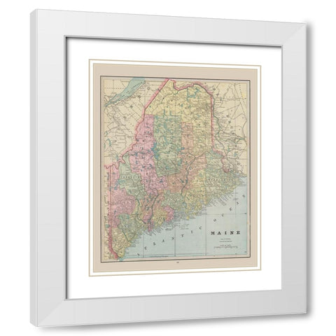 Maine - Cram 1892 White Modern Wood Framed Art Print with Double Matting by Cram