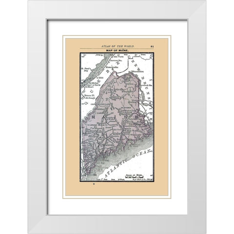 Maine - Alden 1886 White Modern Wood Framed Art Print with Double Matting by Alden