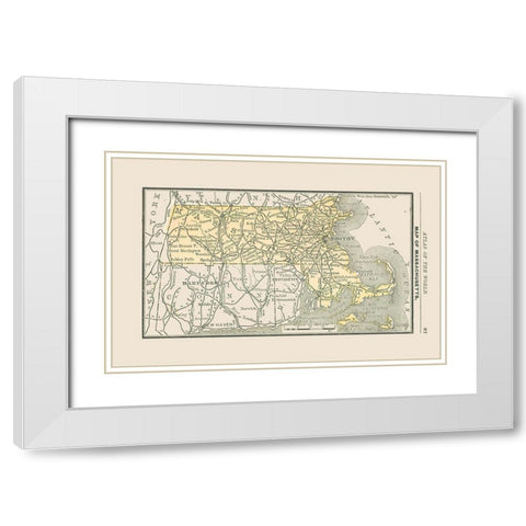 Massachusetts - Alden 1886 White Modern Wood Framed Art Print with Double Matting by Alden