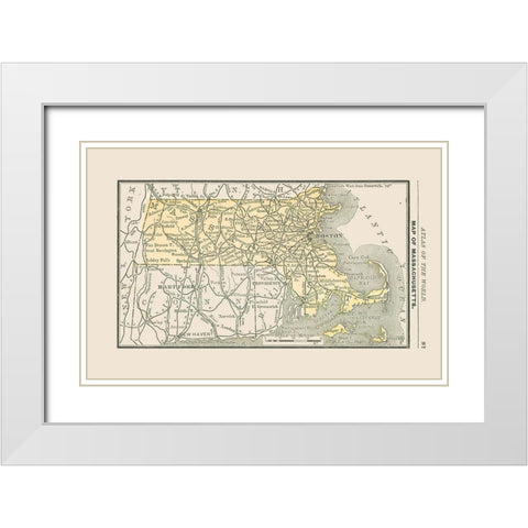 Massachusetts - Alden 1886 White Modern Wood Framed Art Print with Double Matting by Alden