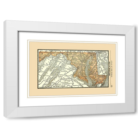 Maryland - Alden 1886 White Modern Wood Framed Art Print with Double Matting by Alden
