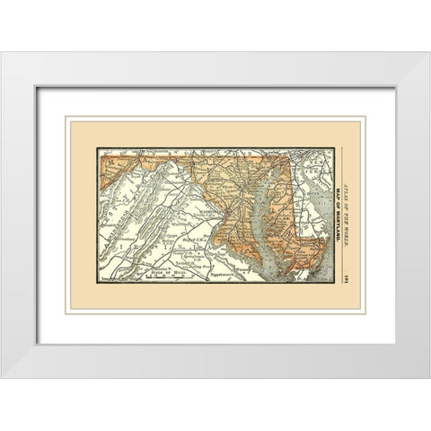 Maryland - Alden 1886 White Modern Wood Framed Art Print with Double Matting by Alden