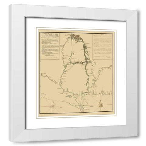 Mississippi to Ft Assumption and Florida 1743 White Modern Wood Framed Art Print with Double Matting by Demarigny