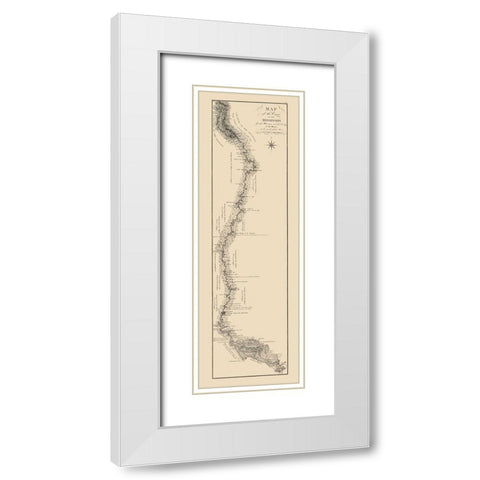 Mississippi River, Missouri River to Mouth 1796 White Modern Wood Framed Art Print with Double Matting by Collot