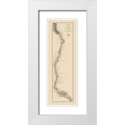 Mississippi River, Missouri River to Mouth 1796 White Modern Wood Framed Art Print with Double Matting by Collot