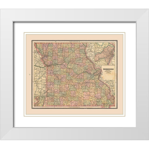 Missouri - Cram 1888 White Modern Wood Framed Art Print with Double Matting by Cram