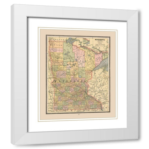 Minnesota, United States - Cram 1888 White Modern Wood Framed Art Print with Double Matting by Cram