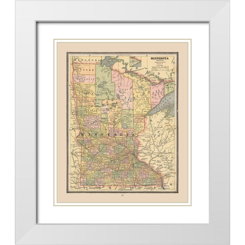 Minnesota, United States - Cram 1888 White Modern Wood Framed Art Print with Double Matting by Cram
