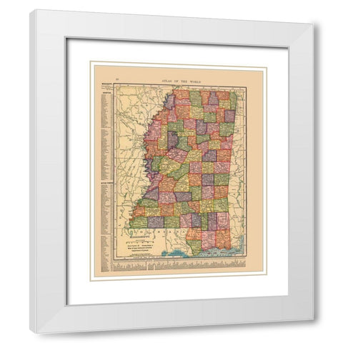 Mississippi - Hammond 1910 White Modern Wood Framed Art Print with Double Matting by Hammond