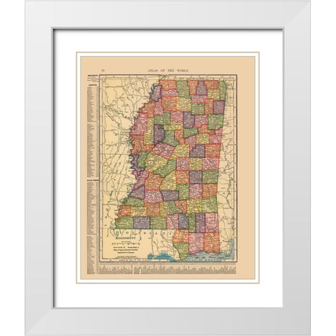 Mississippi - Hammond 1910 White Modern Wood Framed Art Print with Double Matting by Hammond