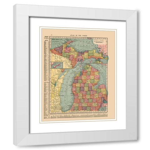 Michigan - Hammond 1910 White Modern Wood Framed Art Print with Double Matting by Hammond