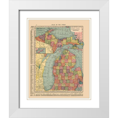 Michigan - Hammond 1910 White Modern Wood Framed Art Print with Double Matting by Hammond