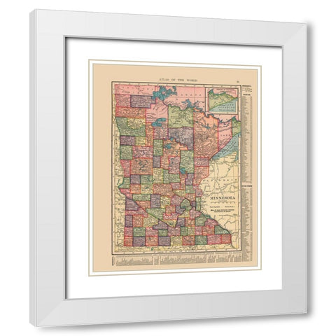 Minnesota - Hammond 1910 White Modern Wood Framed Art Print with Double Matting by Hammond