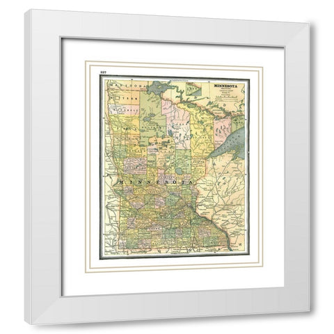 Minnesota - Johnson 1888 White Modern Wood Framed Art Print with Double Matting by Johnson
