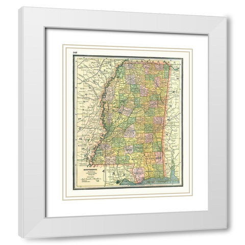 Mississippi - Johnson 1888 White Modern Wood Framed Art Print with Double Matting by Johnson