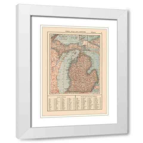 Michigan - Reynold 1921 White Modern Wood Framed Art Print with Double Matting by Reynold