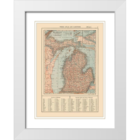Michigan - Reynold 1921 White Modern Wood Framed Art Print with Double Matting by Reynold