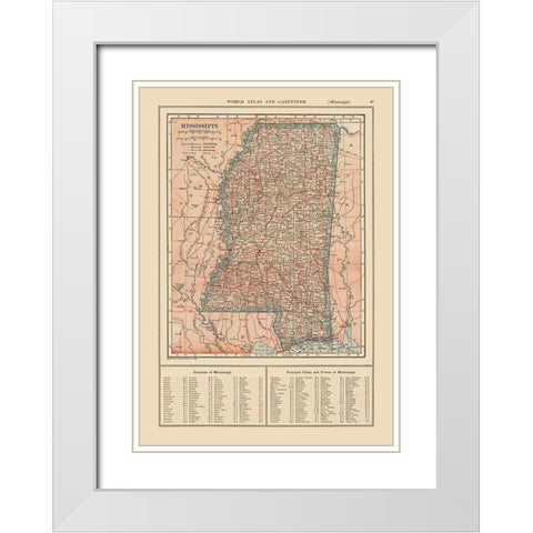 Mississippi - Reynold 1921 White Modern Wood Framed Art Print with Double Matting by Reynold