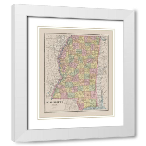 Mississippi - Cram 1892 White Modern Wood Framed Art Print with Double Matting by Cram