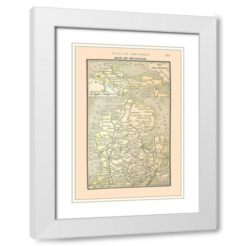 Michican - Alden 1886 White Modern Wood Framed Art Print with Double Matting by Alden