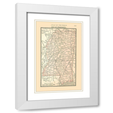 Mississippi - Alden 1886 White Modern Wood Framed Art Print with Double Matting by Alden