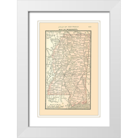 Mississippi - Alden 1886 White Modern Wood Framed Art Print with Double Matting by Alden
