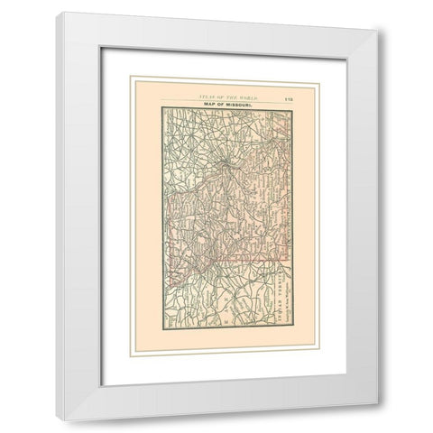 Missouri - Alden 1886 White Modern Wood Framed Art Print with Double Matting by Alden