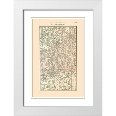 Missouri - Alden 1886 White Modern Wood Framed Art Print with Double Matting by Alden