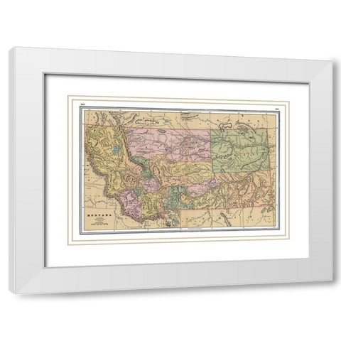 Montana - Johnson 1888 White Modern Wood Framed Art Print with Double Matting by Johnson