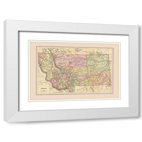 Montana - Cram 1892 White Modern Wood Framed Art Print with Double Matting by Cram