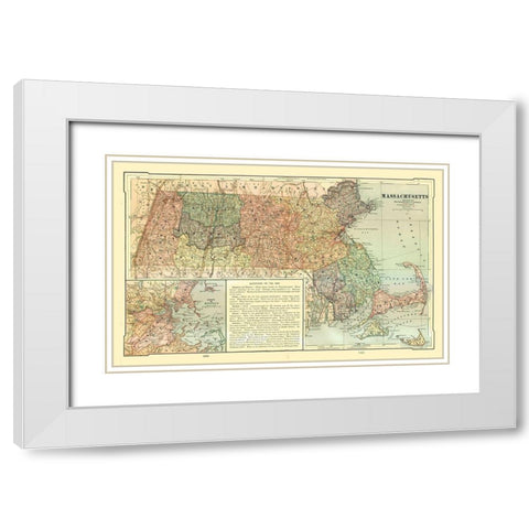 Massachusetts - United States - Monteith 1882 White Modern Wood Framed Art Print with Double Matting by Monteith
