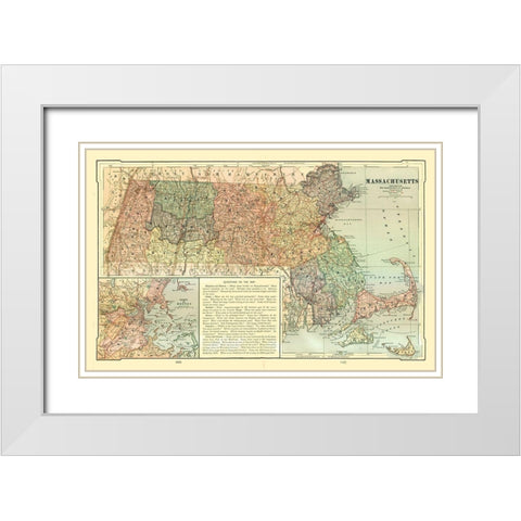 Massachusetts - United States - Monteith 1882 White Modern Wood Framed Art Print with Double Matting by Monteith