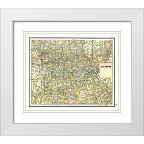 Missouri - Johnson 1888 White Modern Wood Framed Art Print with Double Matting by Johnson