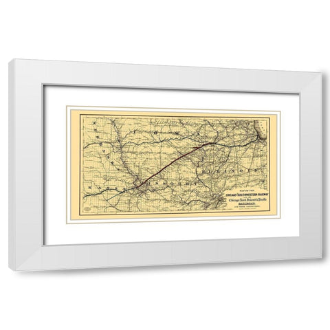 Chicago and Southwestern Railway - Colton 1869 White Modern Wood Framed Art Print with Double Matting by Colton