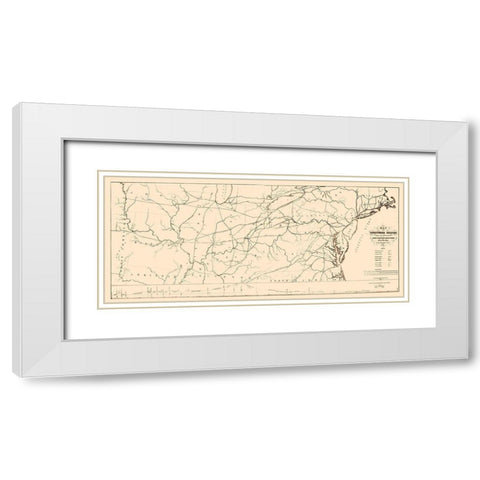 Pennsylvania, Seaboard to Western States 1851 White Modern Wood Framed Art Print with Double Matting by Kuhl