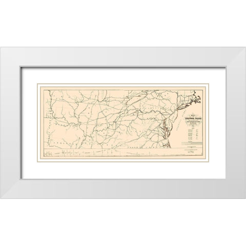 Pennsylvania, Seaboard to Western States 1851 White Modern Wood Framed Art Print with Double Matting by Kuhl