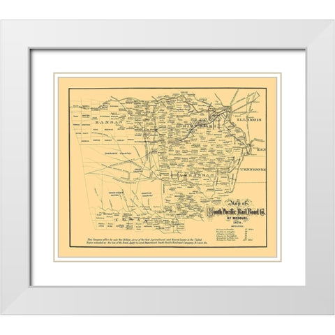 South Pacific Railroad Co of Missouri - Gast 1870 White Modern Wood Framed Art Print with Double Matting by Gast