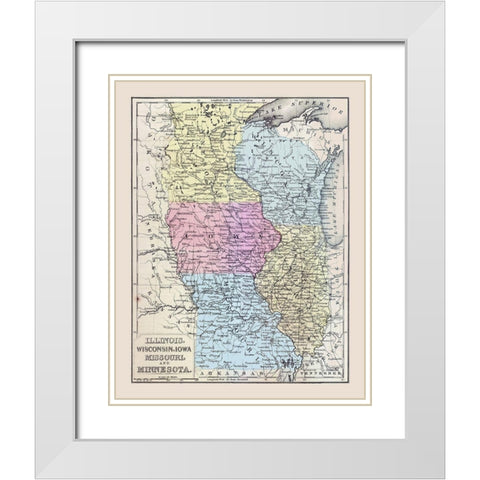 Midwestern United States - Mitchell 1877 White Modern Wood Framed Art Print with Double Matting by Mitchell