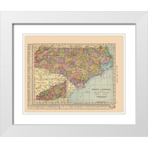 North Carolina - Hammond 1910 White Modern Wood Framed Art Print with Double Matting by Hammond