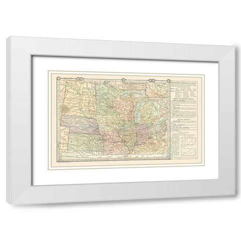 North Central States - Monteith 1882 White Modern Wood Framed Art Print with Double Matting by Monteith