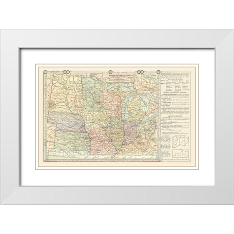 North Central States - Monteith 1882 White Modern Wood Framed Art Print with Double Matting by Monteith