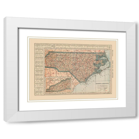 North Carolina - Reynold 1921 White Modern Wood Framed Art Print with Double Matting by Reynold