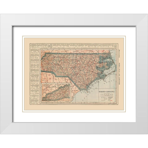 North Carolina - Reynold 1921 White Modern Wood Framed Art Print with Double Matting by Reynold