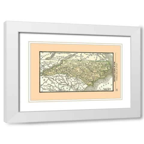 North Carolina - Alden 1886 White Modern Wood Framed Art Print with Double Matting by Alden