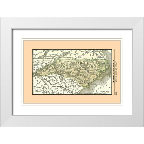 North Carolina - Alden 1886 White Modern Wood Framed Art Print with Double Matting by Alden