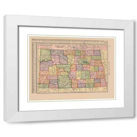 North Dakota - Hammond 1910 White Modern Wood Framed Art Print with Double Matting by Hammond